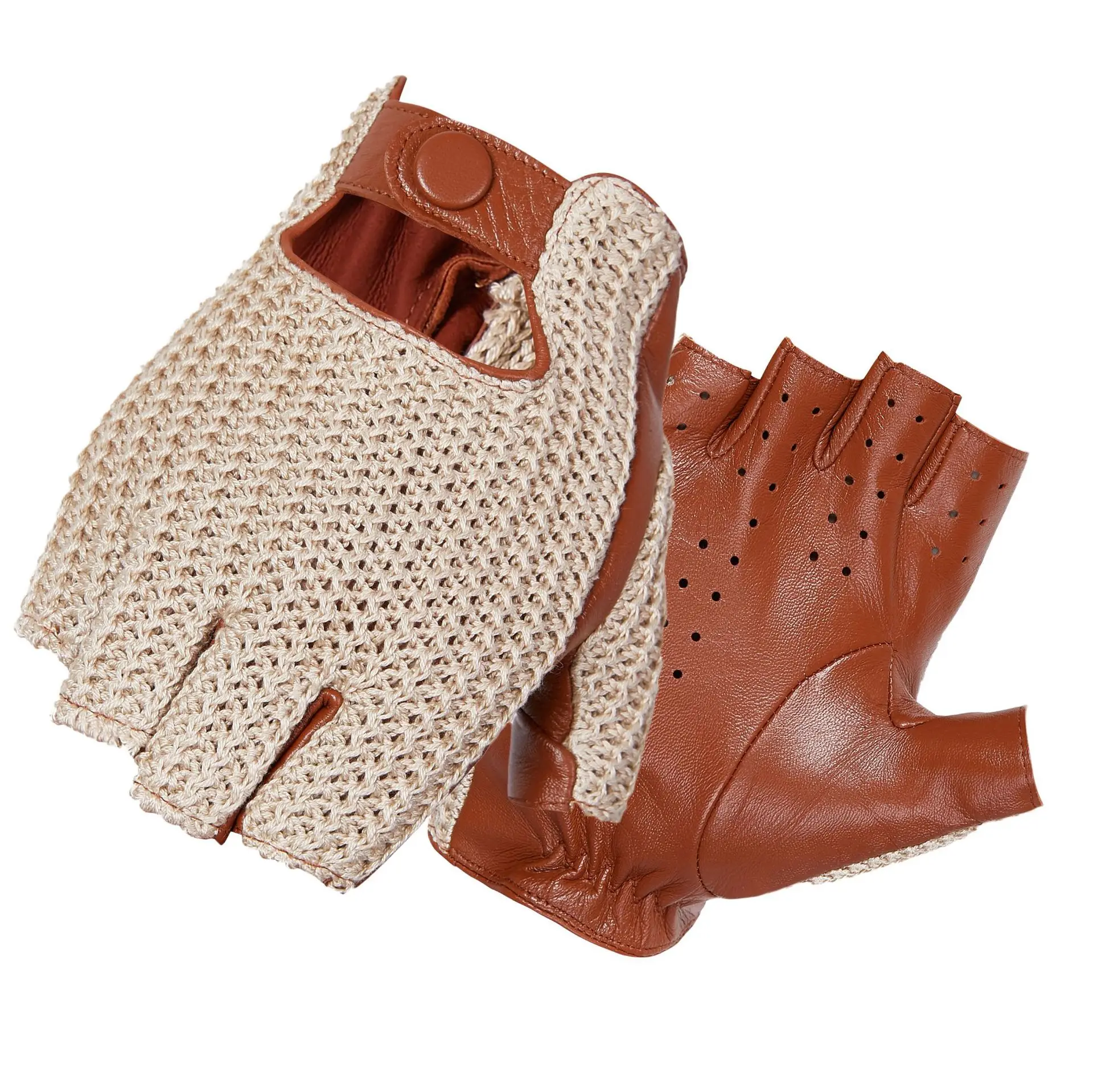 Leather Driving Glove - Luvas curtas masculinas de couro legítimo,
