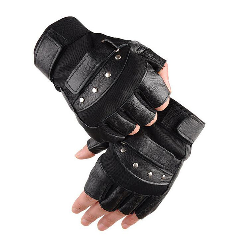 Leather Driving Glove - Metade do dedo couro luvas de