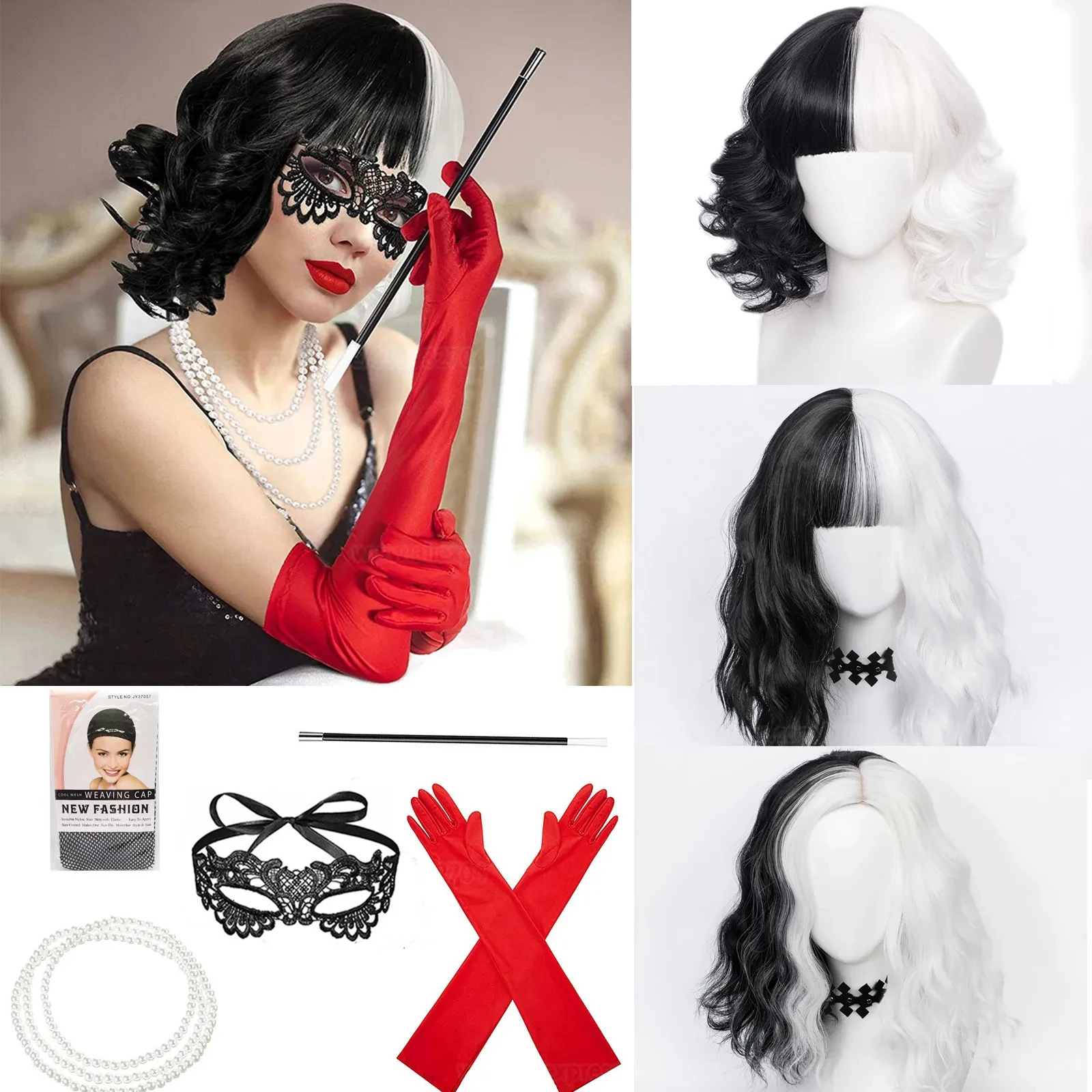 Peruca de Cosplay Cruella de V - Heat Resistant Glove avaliação e preço