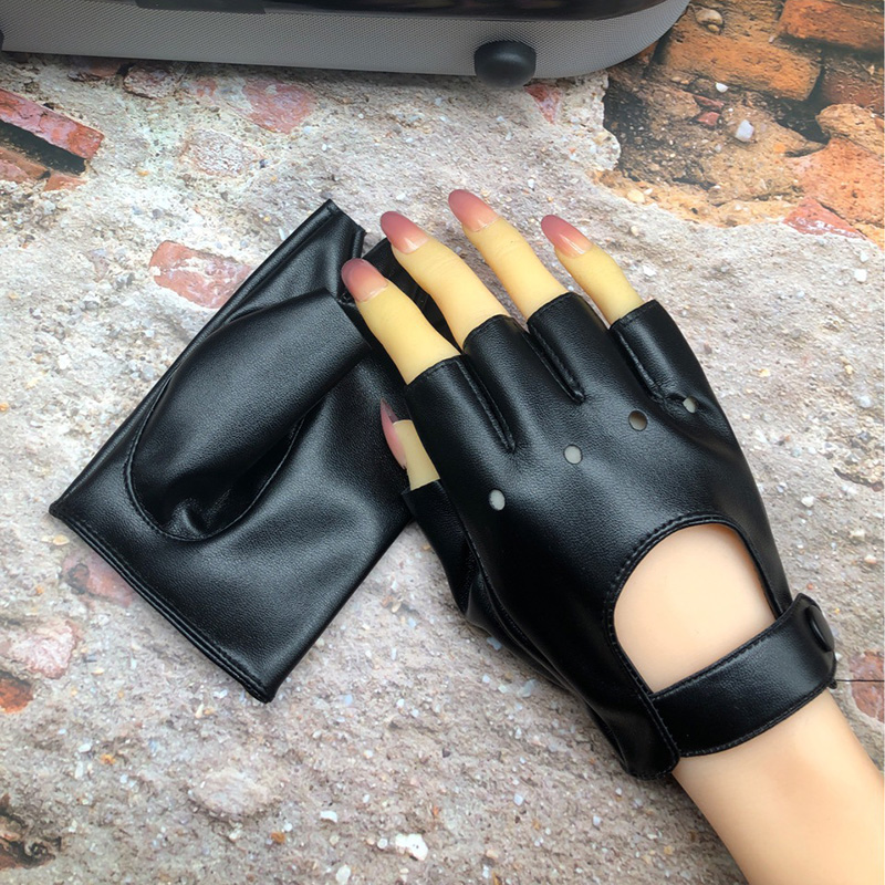 Mulher punk boate hip hop most - Leather Driving Glove avaliação e preço