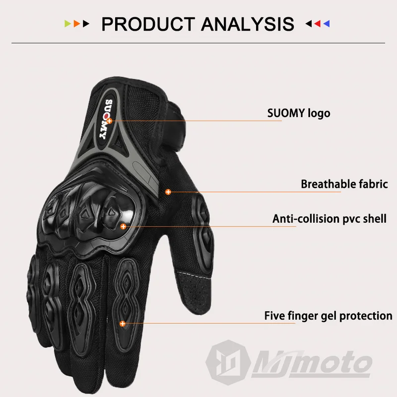 Suomy verão touchscreen luvas  - Motorcycle Glove Knuckle avaliação e preço