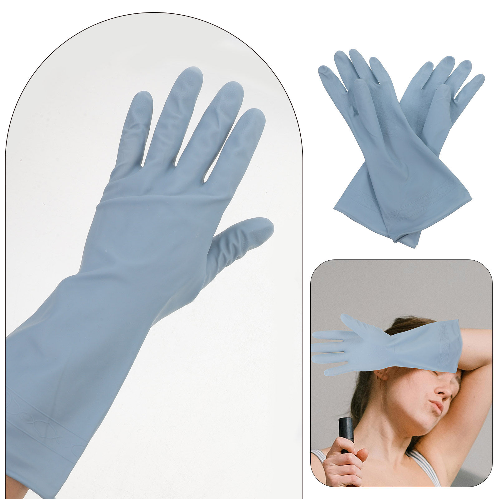 3 pares de luvas longas para l - Dish Glove Rubber avaliação e preço